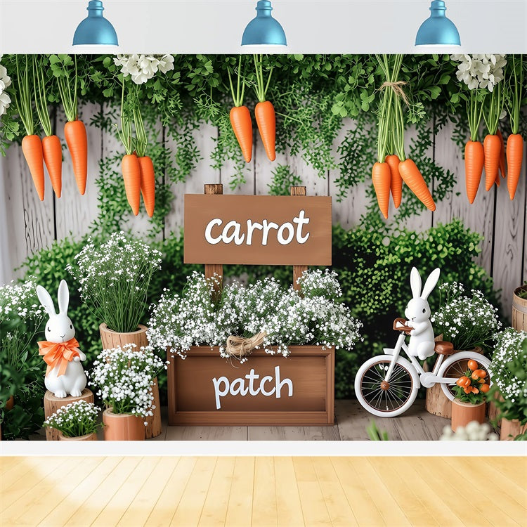 Easter Backdrops Photos Carrot Patch Greenery Setting Backdrop BRP1-215