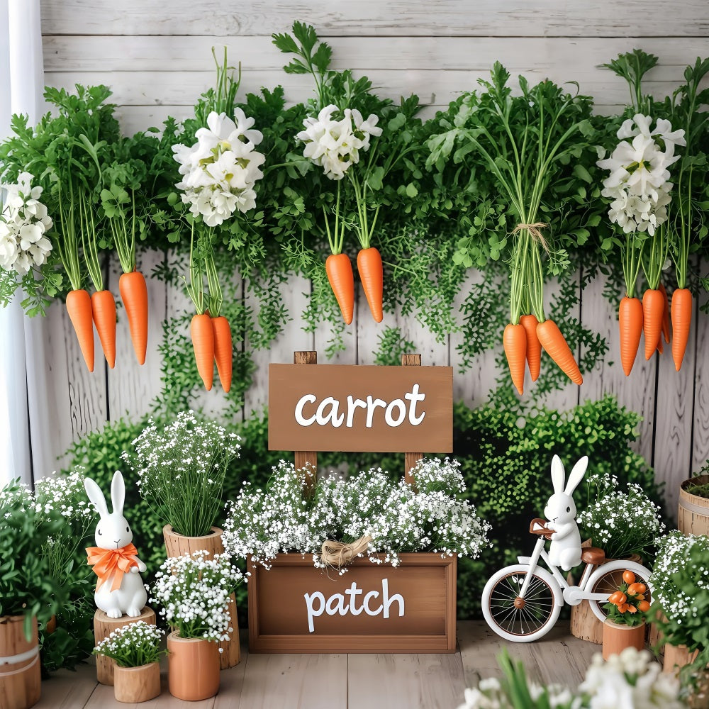 Easter Backdrops Photos Carrot Patch Greenery Setting Backdrop BRP1-215