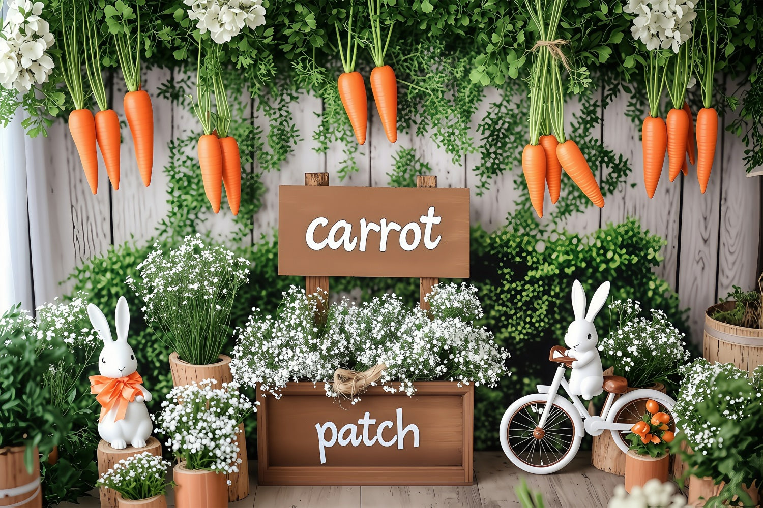 Easter Backdrops Photos Carrot Patch Greenery Setting Backdrop BRP1-215