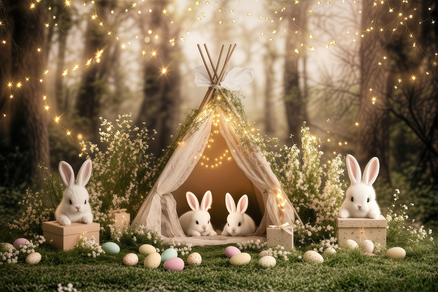 Easter Backdrop Glowing Tent Bunny Forest Backdrop BRP1-218