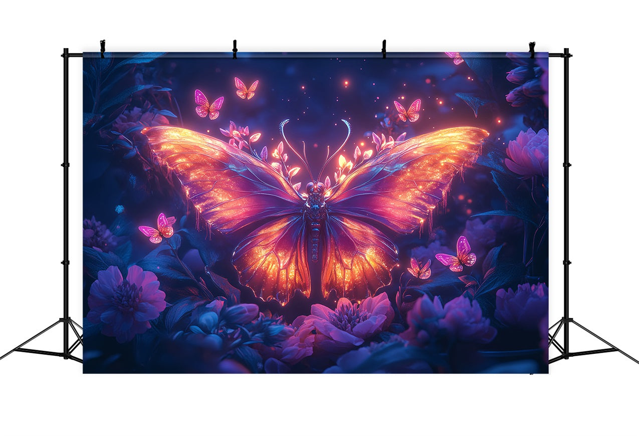 Spring Photo Backdrop Illuminated Butterfly Dreamy Floral Backdrop BRP1-22