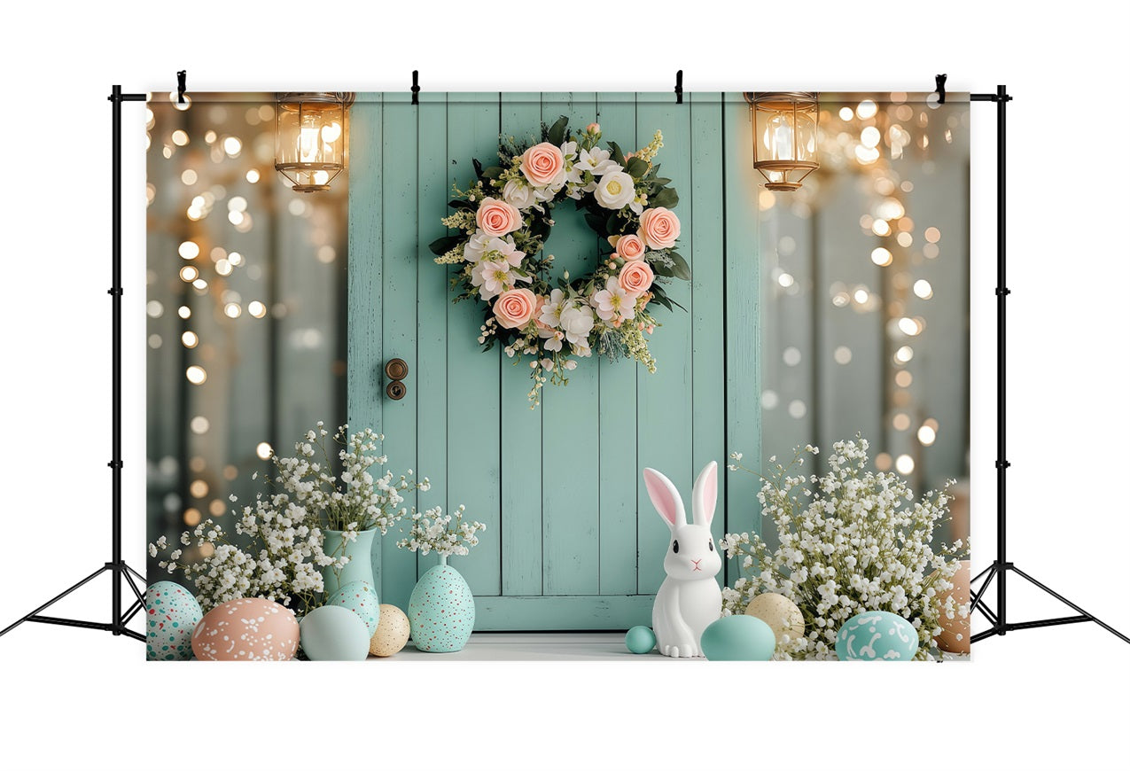 Easter Backdrops Photography Wreath Bunny Egg Springtime Backdrop BRP1-220