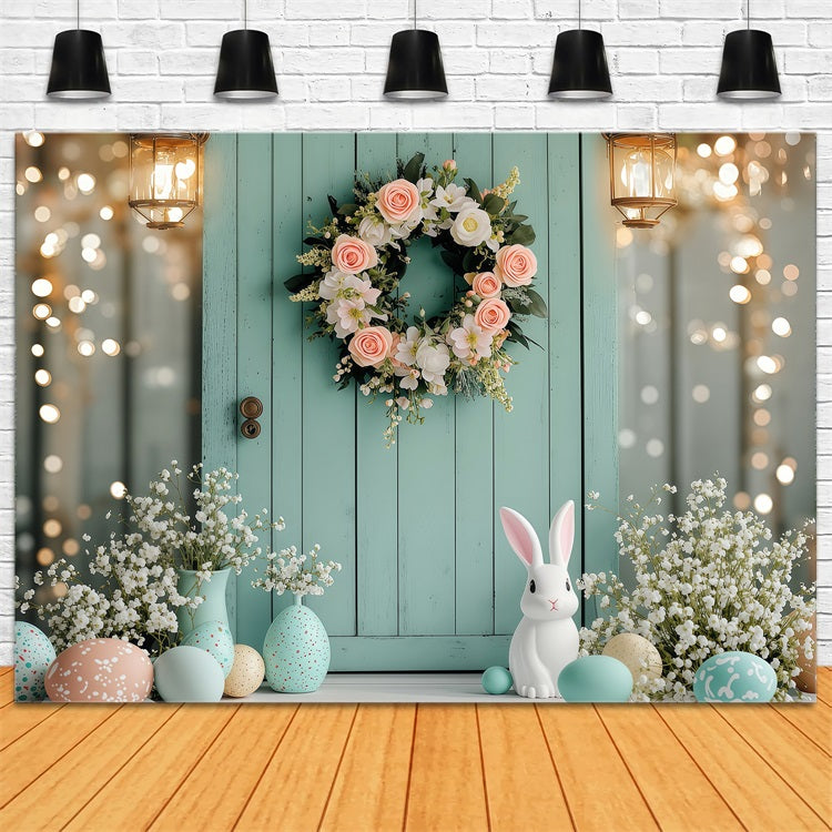 Easter Backdrops Photography Wreath Bunny Egg Springtime Backdrop BRP1-220