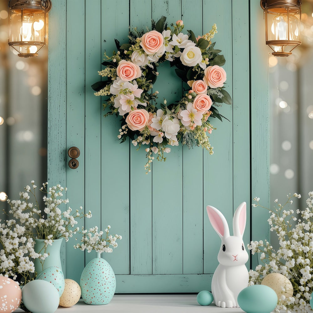 Easter Backdrops Photography Wreath Bunny Egg Springtime Backdrop BRP1-220