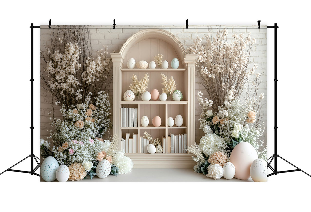 Easter Backdrops Pictures Floral Decor Bookshelf Eggs Backdrop BRP1-223