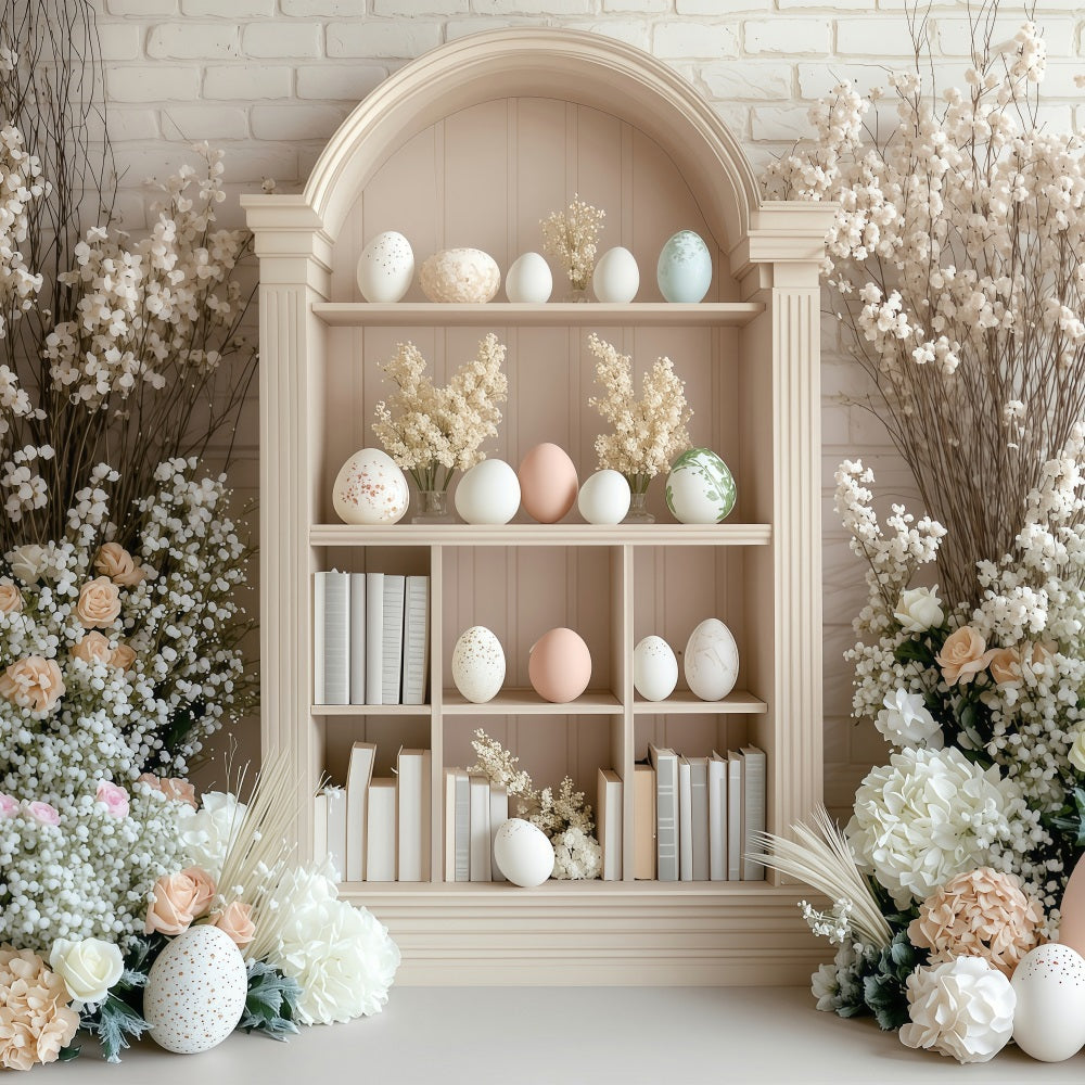 Easter Backdrops Pictures Floral Decor Bookshelf Eggs Backdrop BRP1-223