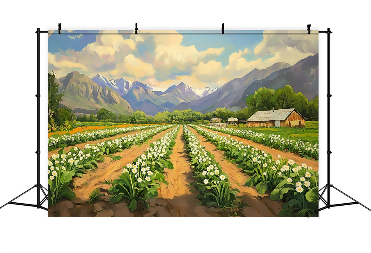 Easter Picture Backdrops Blooming Fields Majestic Mountains Backdrop BRP1-227