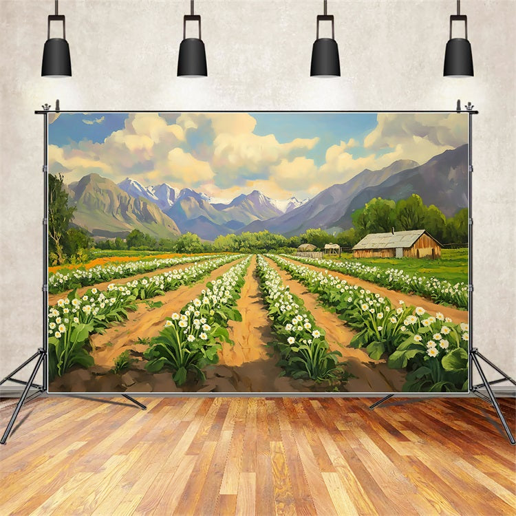 Easter Picture Backdrops Blooming Fields Majestic Mountains Backdrop BRP1-227