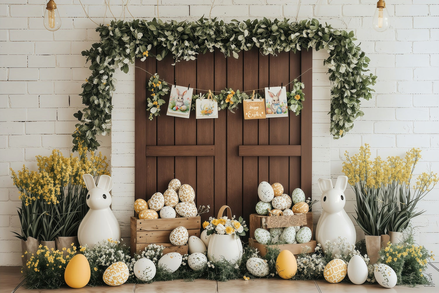 Backdrop Easter Spring Greenery Bunny Easter Decor Backdrop BRP1-228