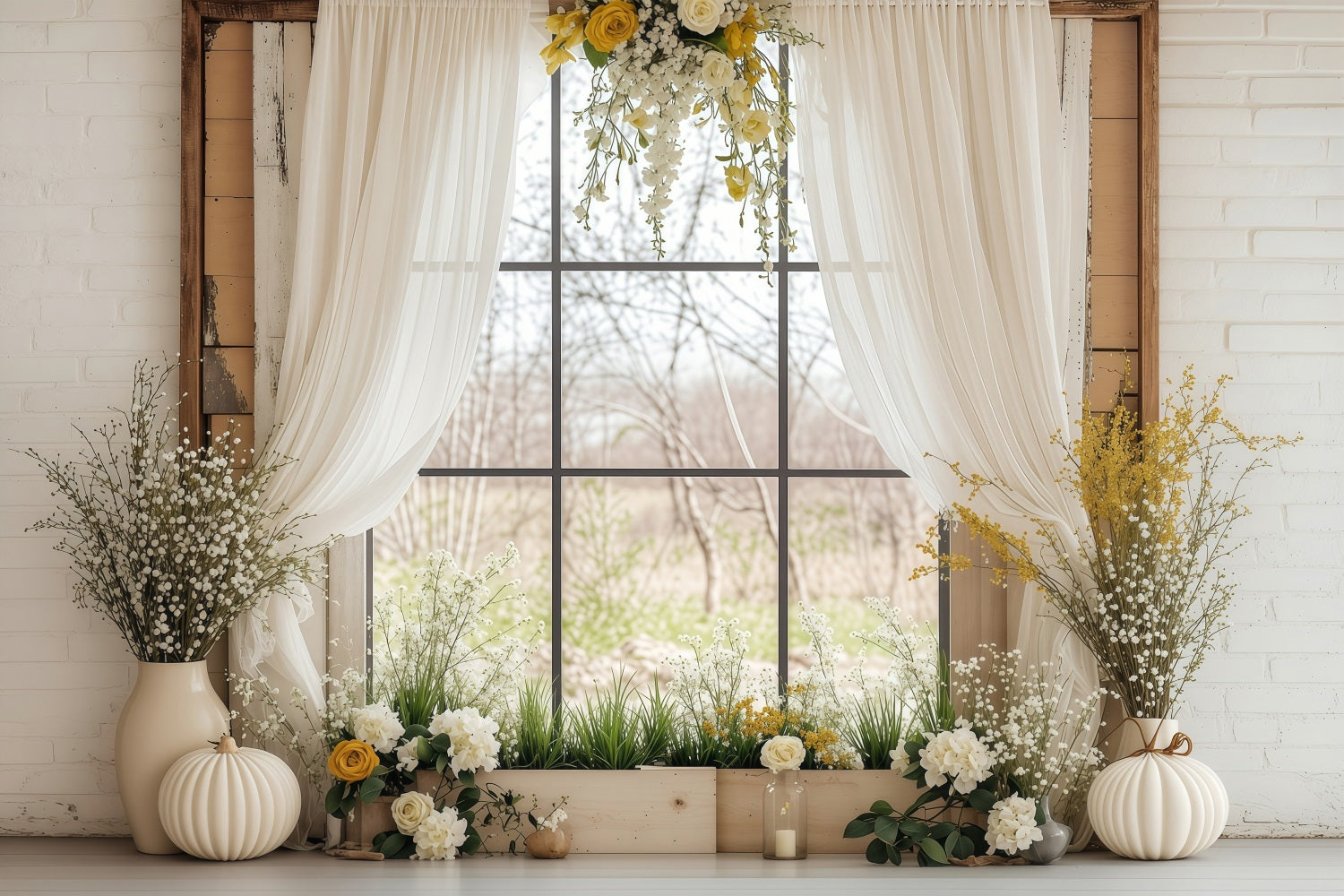 Easter Photoshoot Backdrop Spring Window Blooming Backdrop BRP1-230