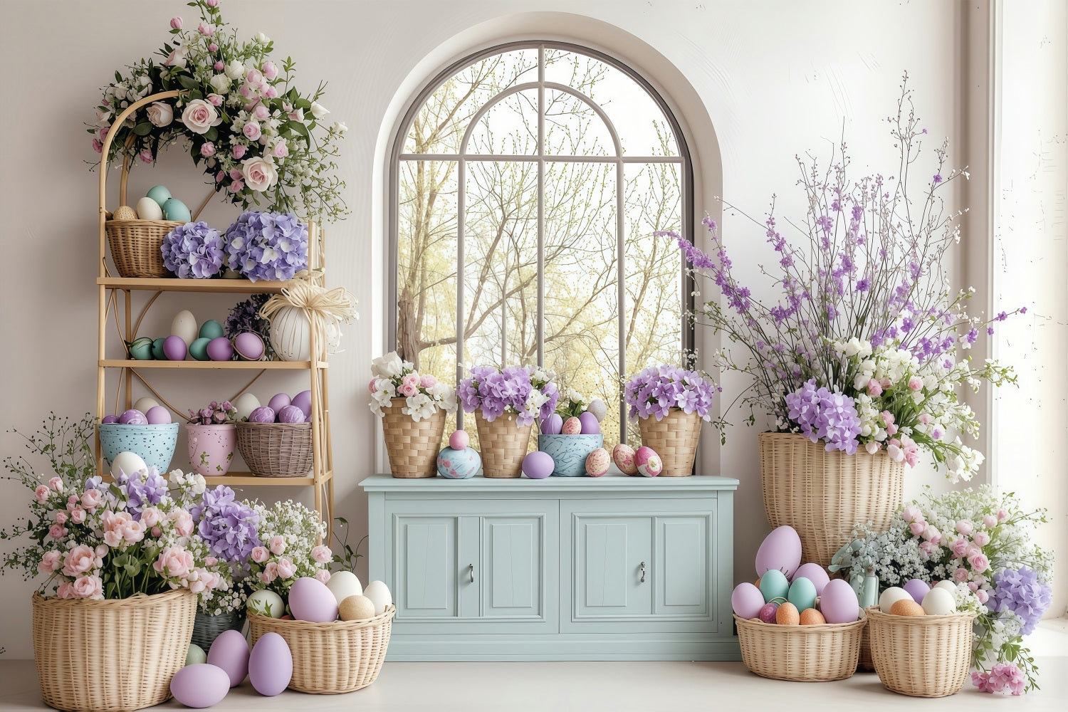 Photography Backdrop Easter Springtime Lavender Egg Display Backdrop BRP1-232