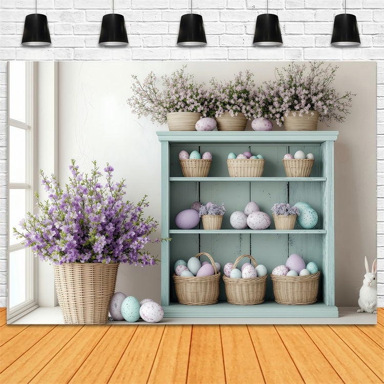 Backdrop For Easter Rustic Corner Bunny Eggs Backdrop BRP1-233