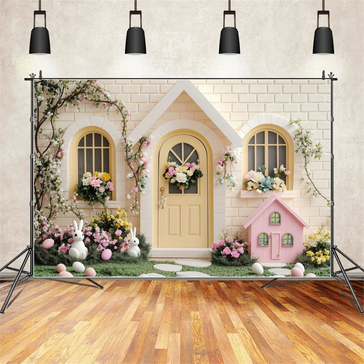 Easter Backdrop Pictures Sunny Yellow Door Wonderland Backdrop BRP1-239