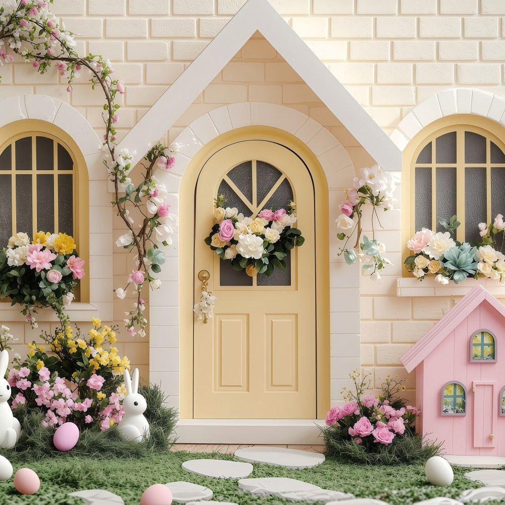 Easter Backdrop Pictures Sunny Yellow Door Wonderland Backdrop BRP1-239