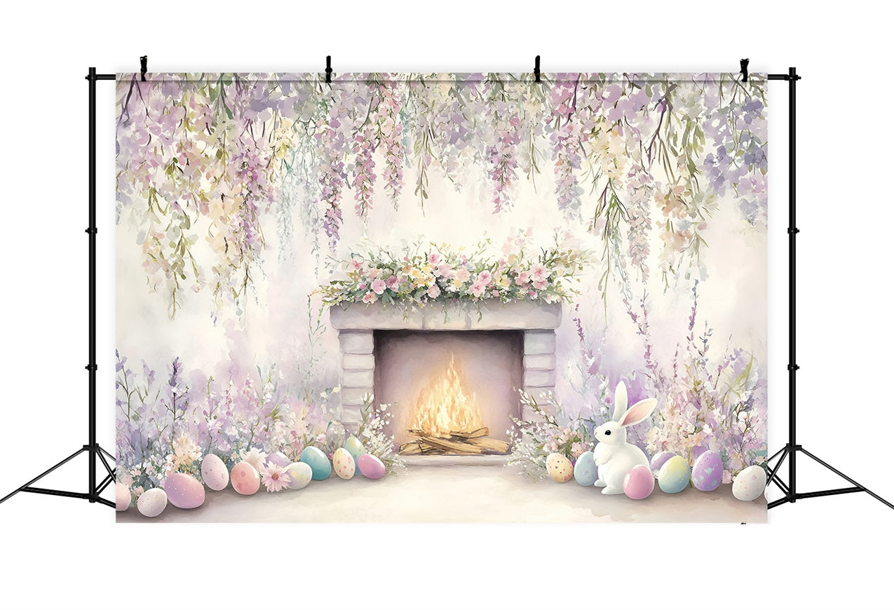 Easter Backdrop Images Pastel Bunny Fireplace Backdrop BRP1-240