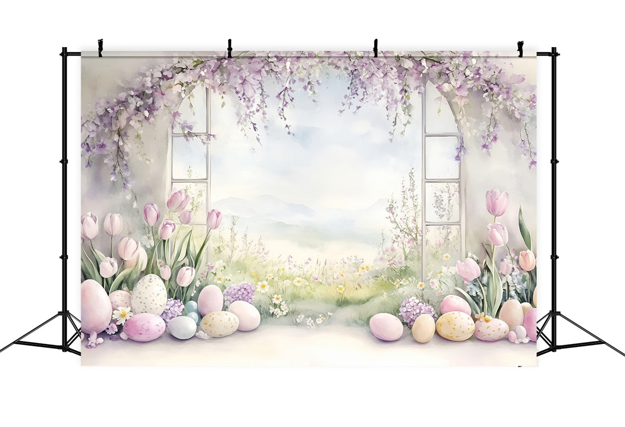 Photo Shoot Easter Backdrop Pastel Tulip Egg Backdrop BRP1-241