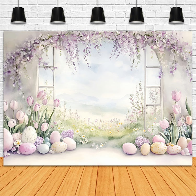 Photo Shoot Easter Backdrop Pastel Tulip Egg Backdrop BRP1-241