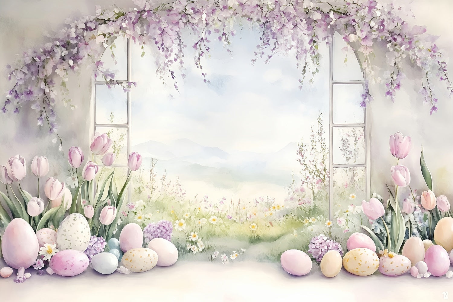 Photo Shoot Easter Backdrop Pastel Tulip Egg Backdrop BRP1-241