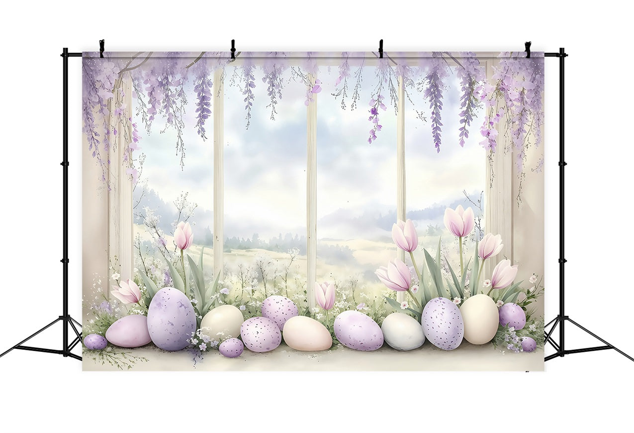 Photo Backdrop Easter Pastel Purple Egg Window Backdrop BRP1-242