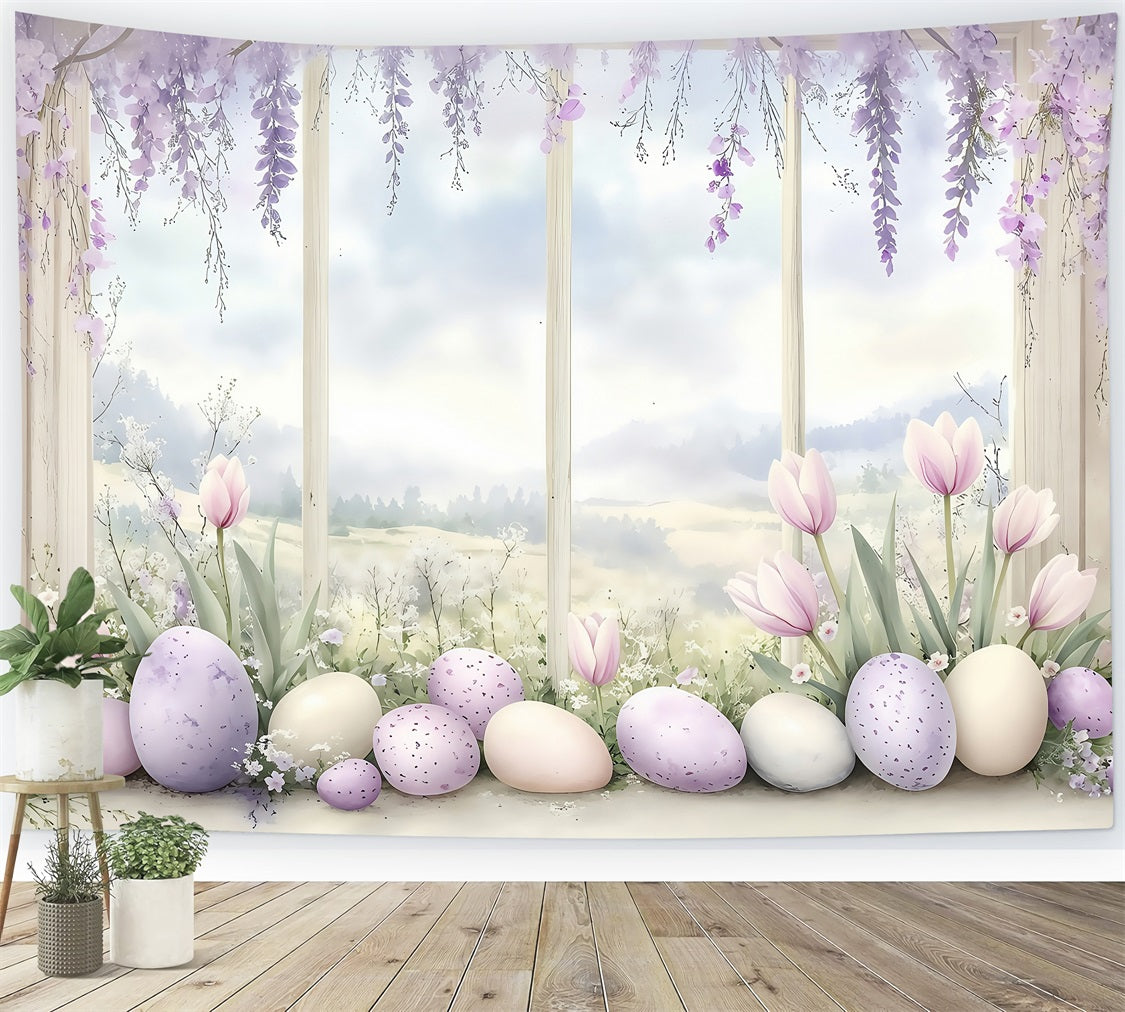 Photo Backdrop Easter Pastel Purple Egg Window Backdrop BRP1-242