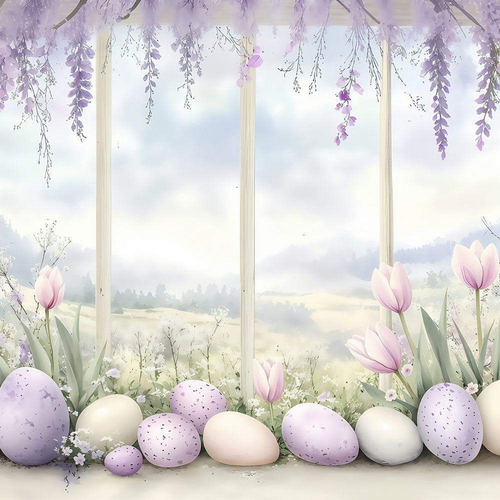 Photo Backdrop Easter Pastel Purple Egg Window Backdrop BRP1-242