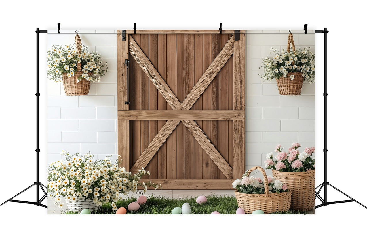 Backdrops For Easter Egg Basket Barn Scene Backdrop BRP1-244