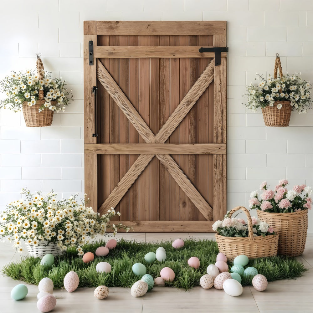 Backdrops For Easter Egg Basket Barn Scene Backdrop BRP1-244