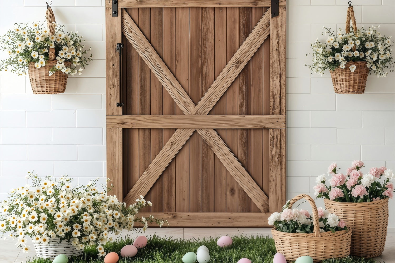 Backdrops For Easter Egg Basket Barn Scene Backdrop BRP1-244