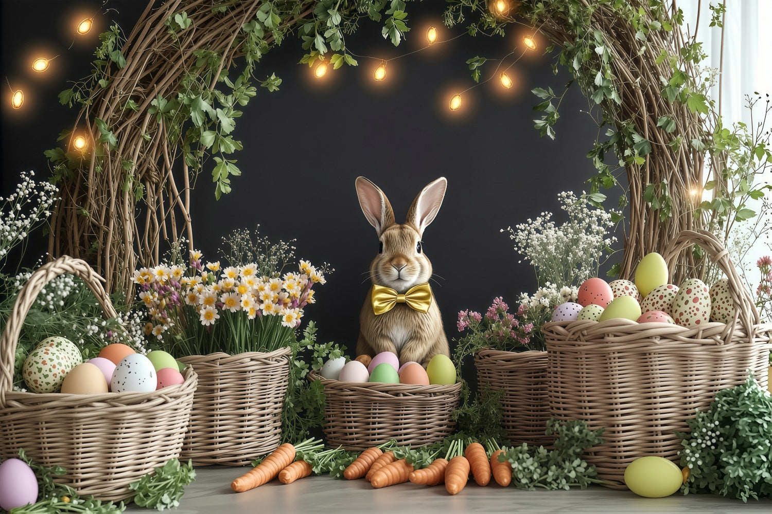 Easter Picture Backdrops Egg Basket Rabbit Decor Backdrop BRP1-247