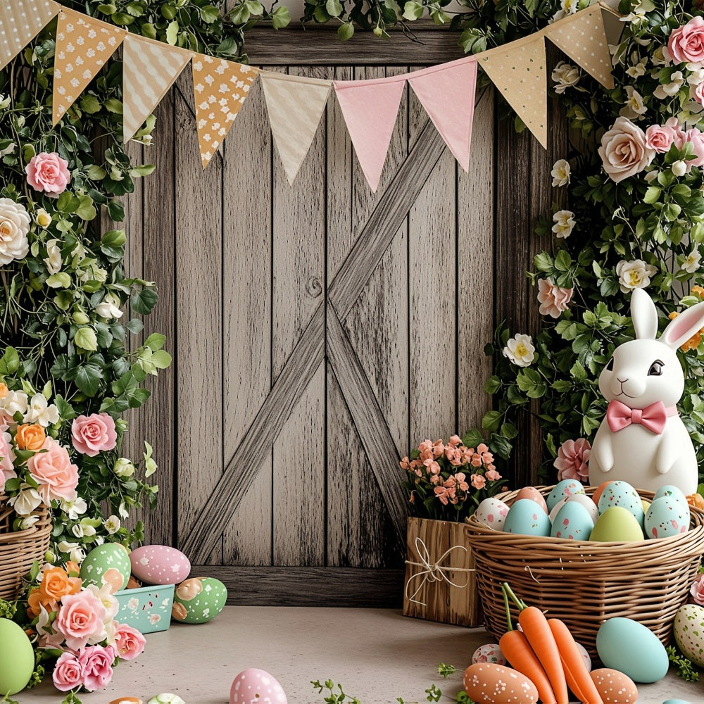 Easter Bunny Backdrops Flower Filled Paradise Festive Flags Backdrop BRP1-250