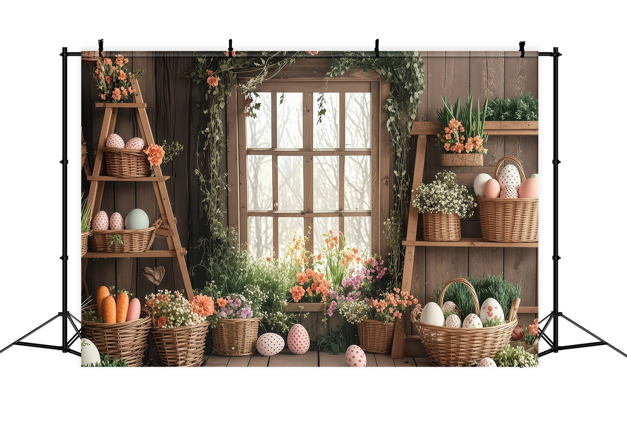 Easter Backdrops Photos Spring Basket Bloom Scene Backdrop BRP1-255