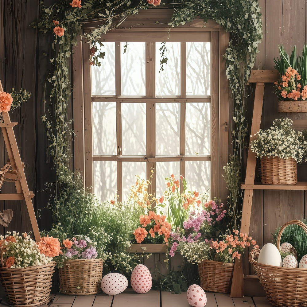 Easter Backdrops Photos Spring Basket Bloom Scene Backdrop BRP1-255