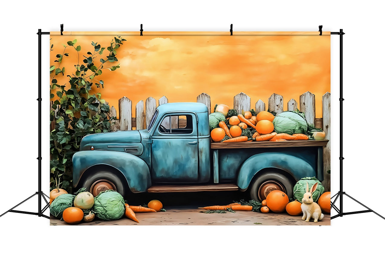 Easter Photography Backdrop Carrot Cabbage Bunny Truck Backdrop BRP1-256