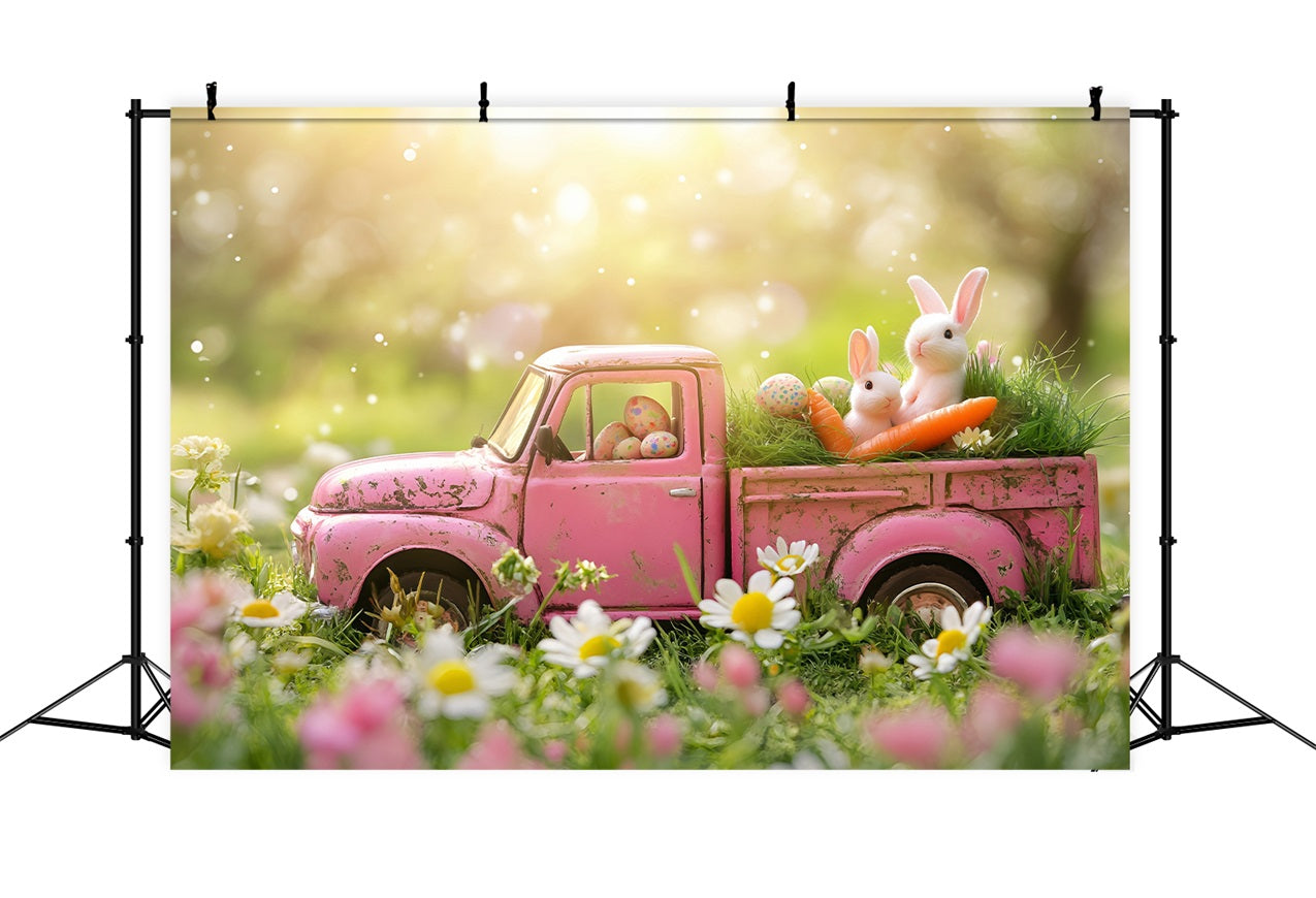 Photo Backdrops Easter Vintage Pink Truck Garden Backdrop BRP1-257