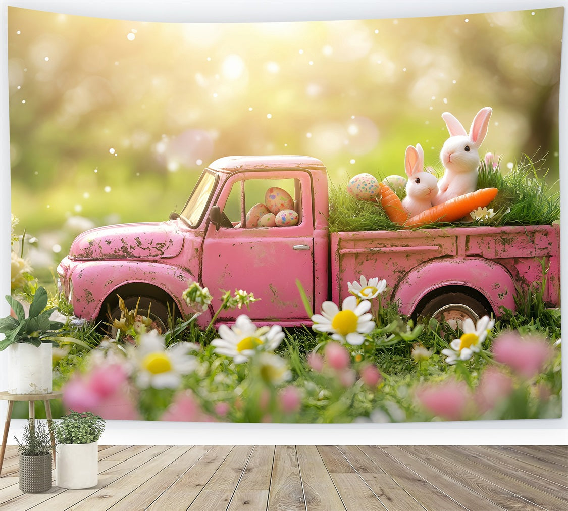 Photo Backdrops Easter Vintage Pink Truck Garden Backdrop BRP1-257