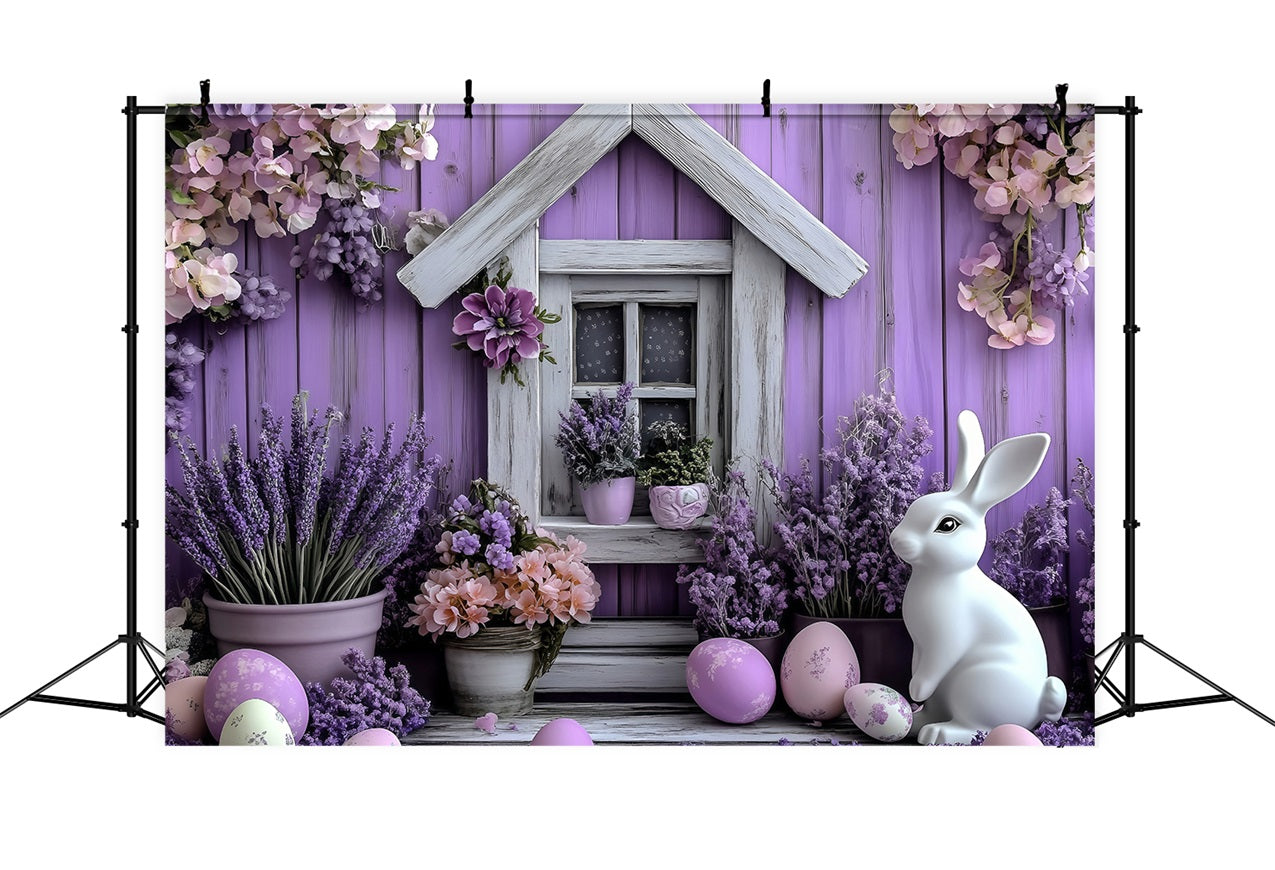 Easter Backdrop Bunny Lavender Garden House Backdrop BRP1-258