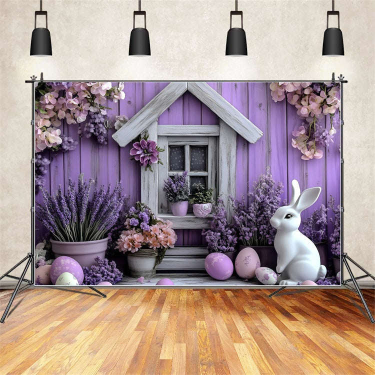 Easter Backdrop Bunny Lavender Garden House Backdrop BRP1-258