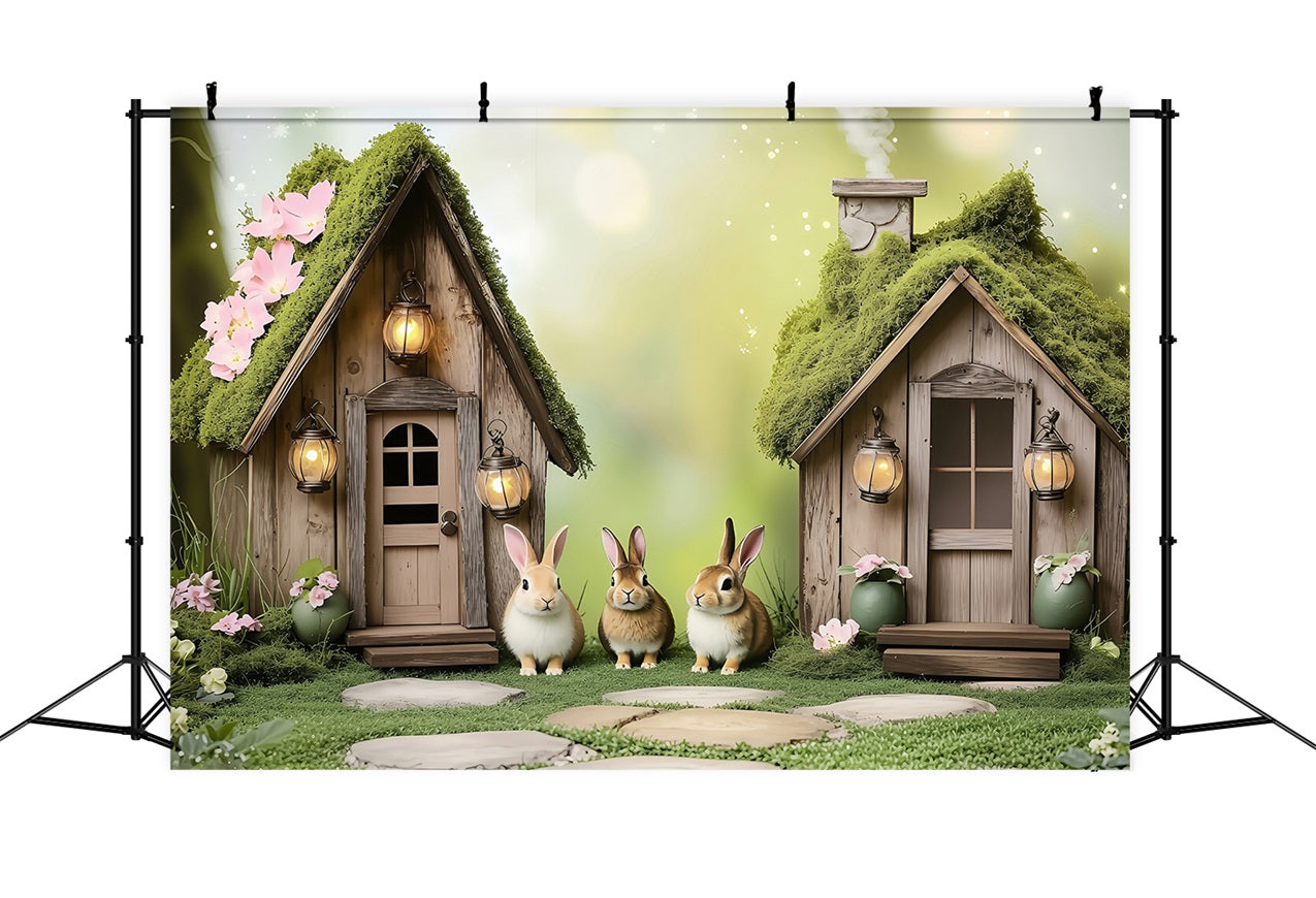 Easter Backdrops Photography Dreamy Moss-Covered Bunny Homes Backdrop BRP1-260