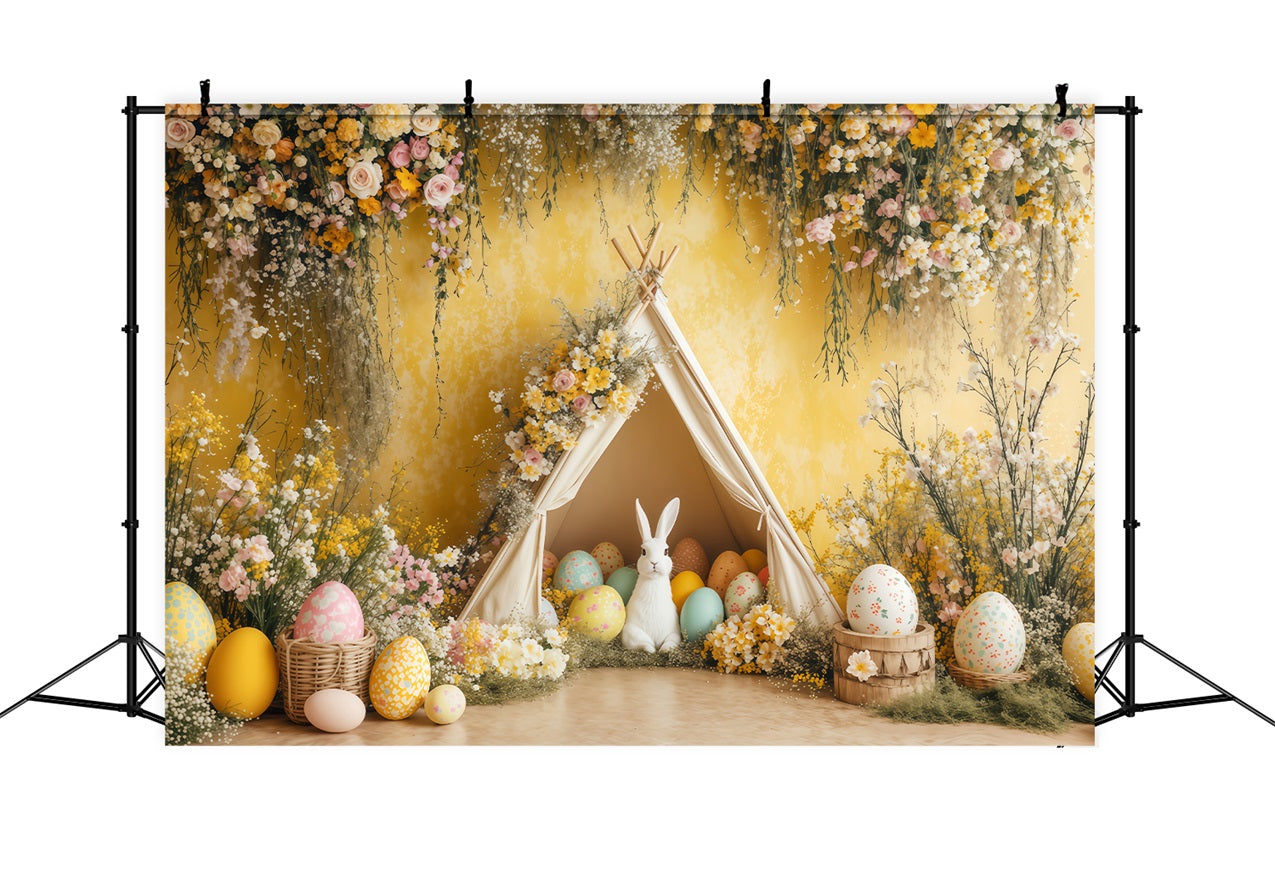 Easter Backdrop Yellow Egg Bunny Tent Backdrop BRP1-261