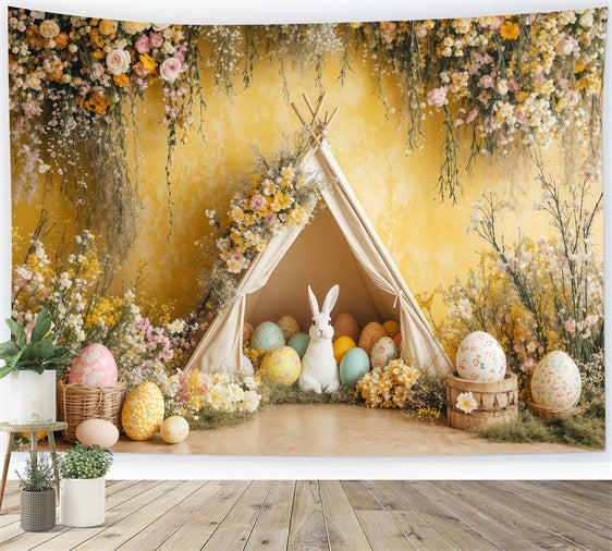 Easter Backdrop Yellow Egg Bunny Tent Backdrop BRP1-261