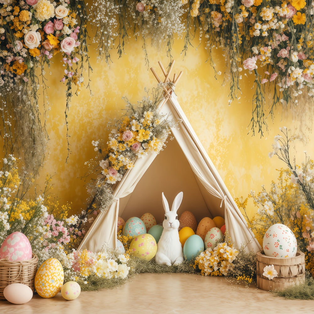 Easter Backdrop Yellow Egg Bunny Tent Backdrop BRP1-261