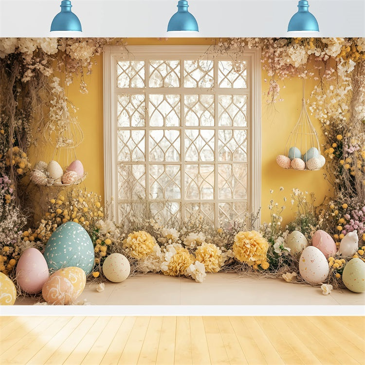 Easter Backdrops Pictures Festive Wreath Egg Scene Backdrop BRP1-263