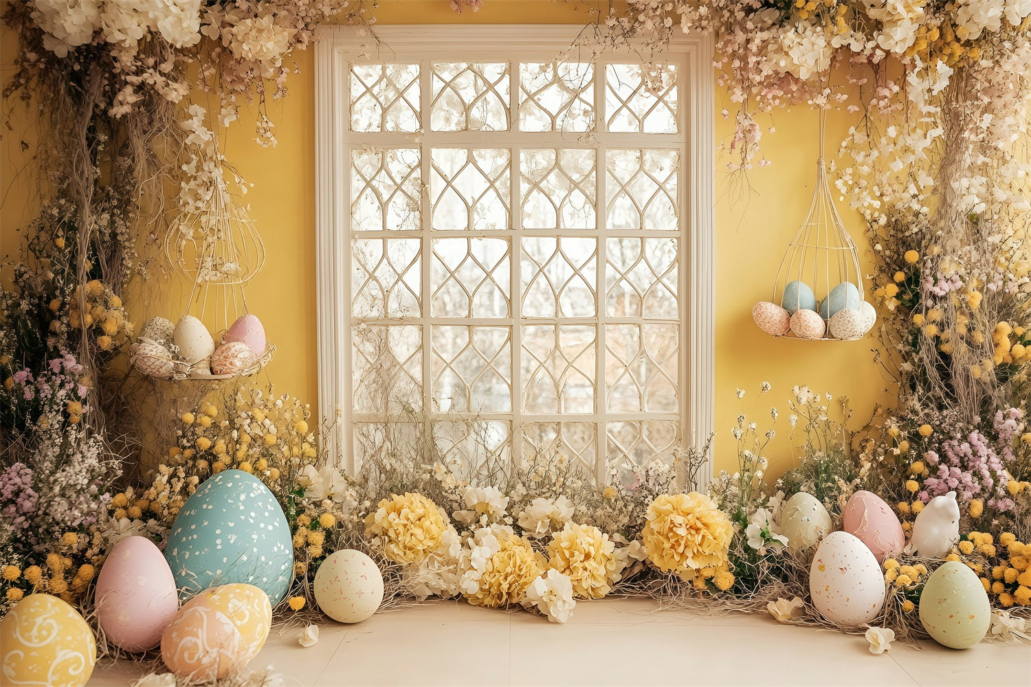 Easter Backdrops Pictures Festive Wreath Egg Scene Backdrop BRP1-263