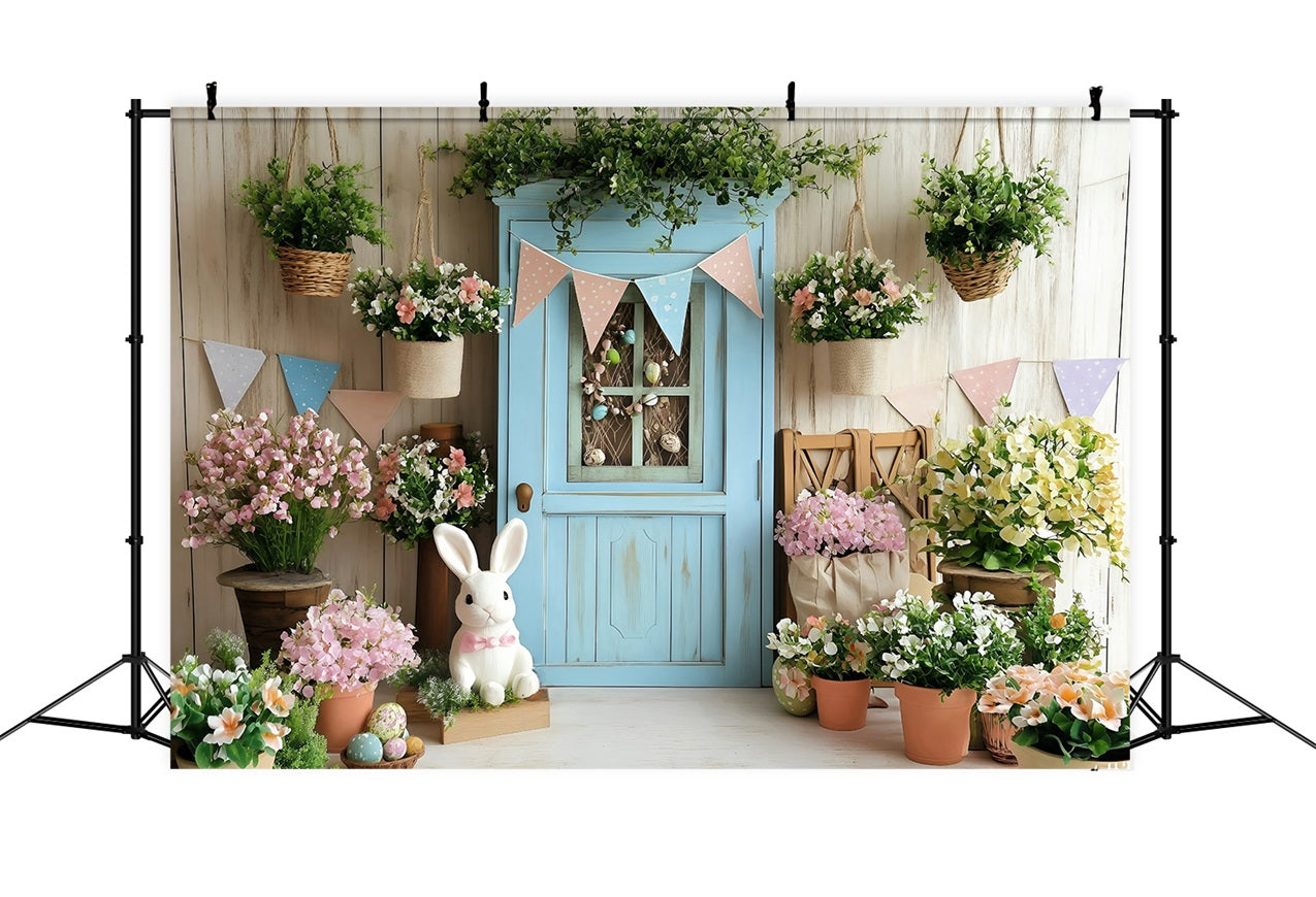 Easter Backdrop Photography Blue Door Hanging Blooms Backdrop BRP1-264