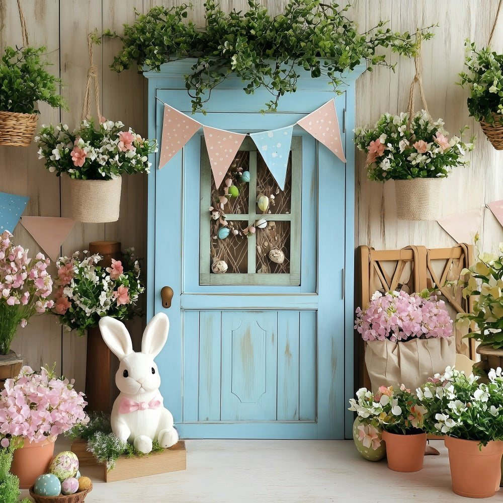 Easter Backdrop Photography Blue Door Hanging Blooms Backdrop BRP1-264