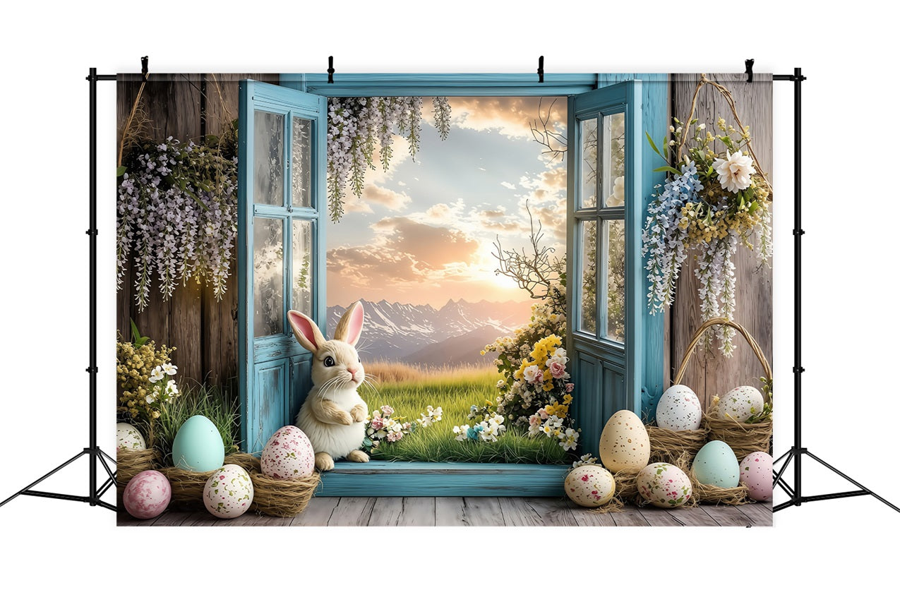 Easter Picture Backdrops Wooden Window Spring Decor Backdrop BRP1-266