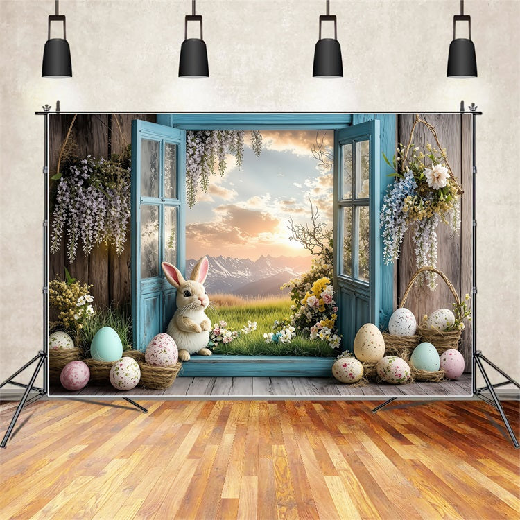 Easter Picture Backdrops Wooden Window Spring Decor Backdrop BRP1-266