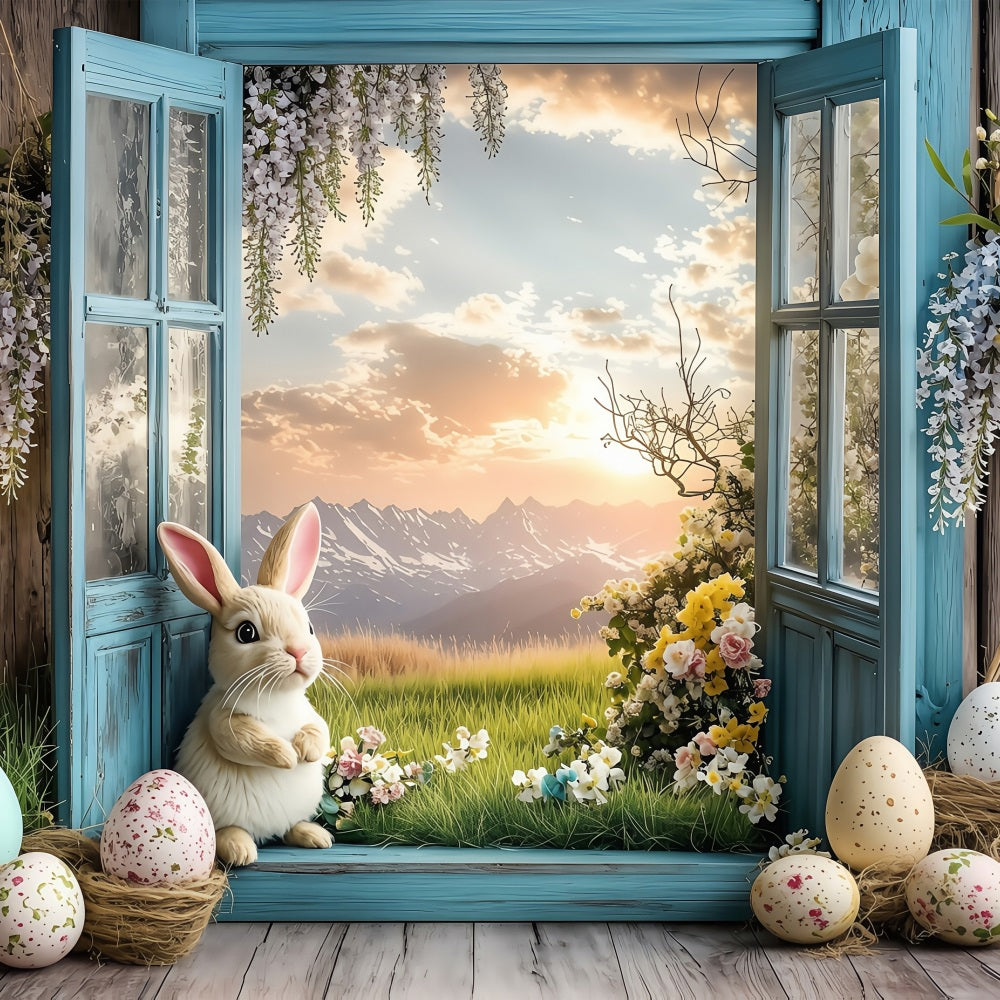 Easter Picture Backdrops Wooden Window Spring Decor Backdrop BRP1-266