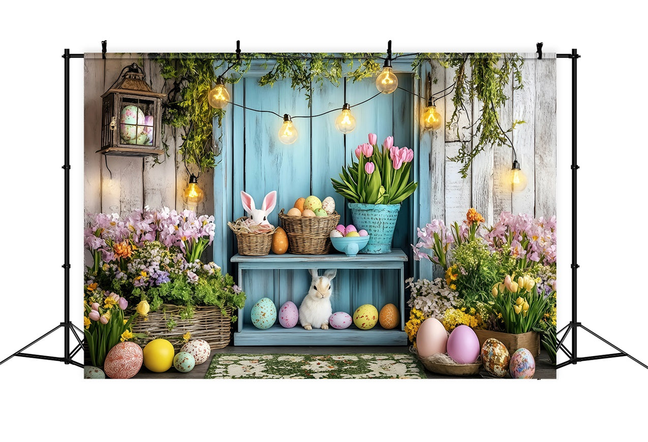 Easter Bunny Photo Backdrop Cozy Cottage Egg Backdrop BRP1-267