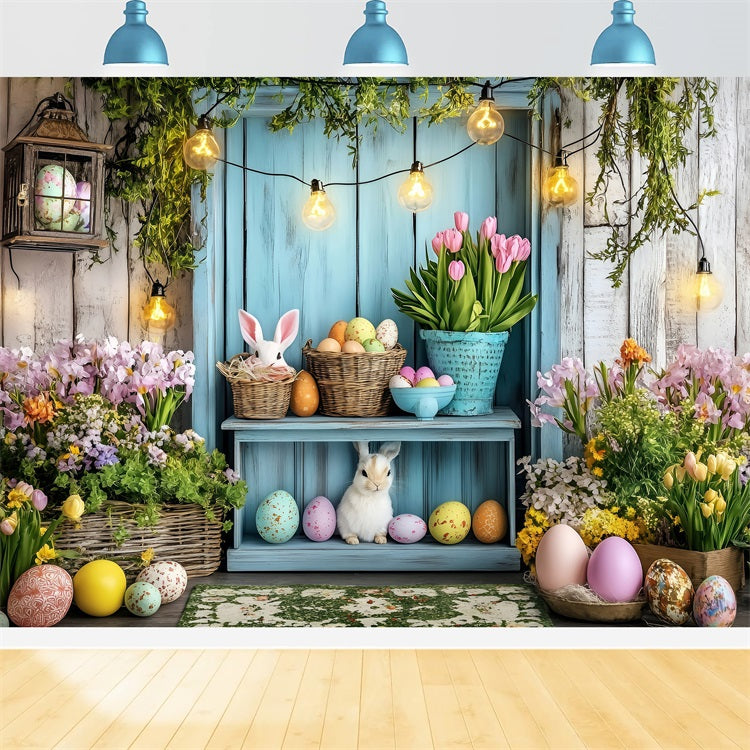 Easter Bunny Photo Backdrop Cozy Cottage Egg Backdrop BRP1-267